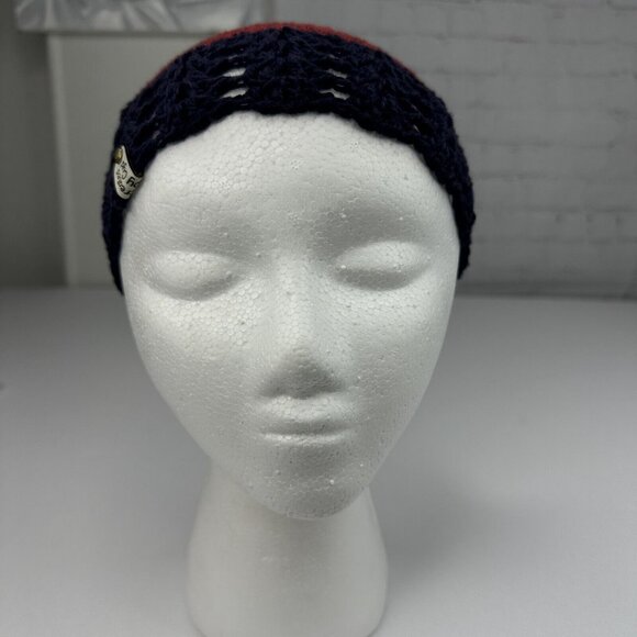 Handmade New Matilda Hobbii Friends Cotton Silk in Deep Red Navy Knit Beanie-S/M - Picture 2 of 9